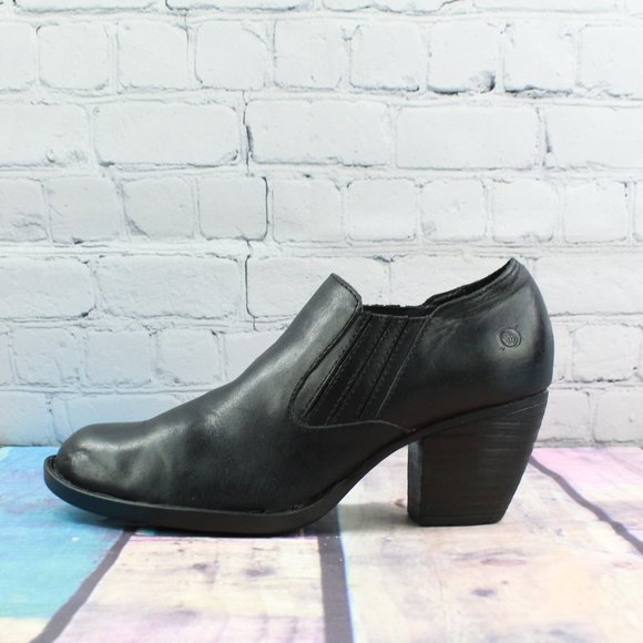 Born Shoes - Born Black Leather Ankle Boots Booties Size 10 M